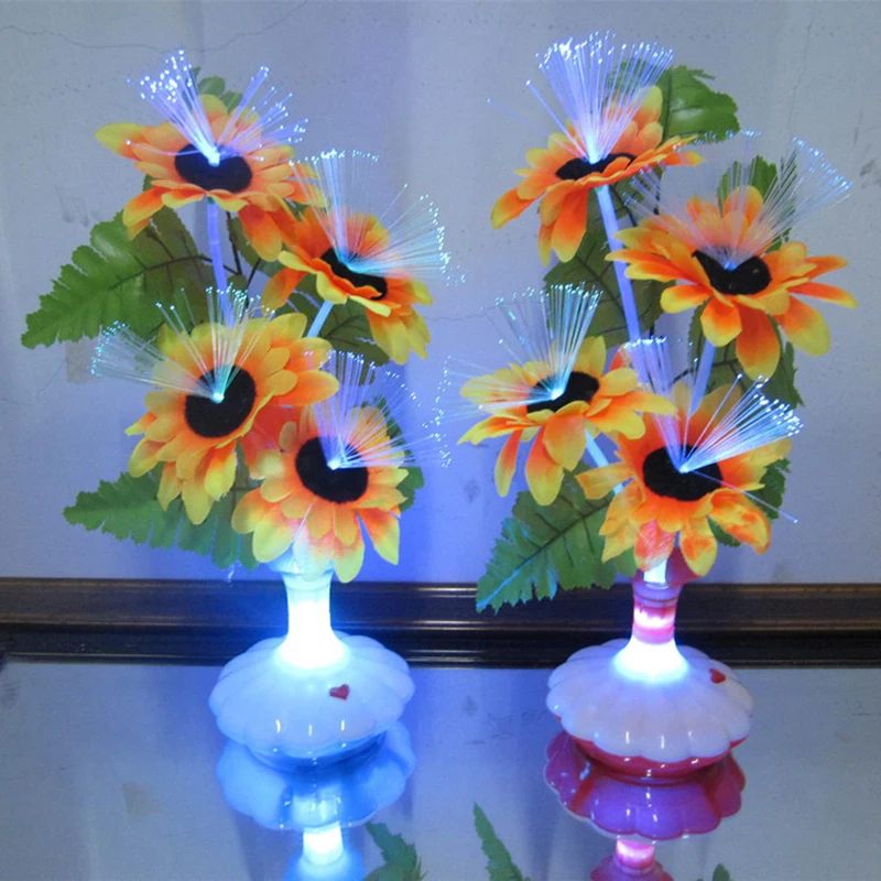 

1 PC LED Artificial flower Optical Fiber Lamp Flower Calla Lily Vase Night Light Decoration for Home Party Decor