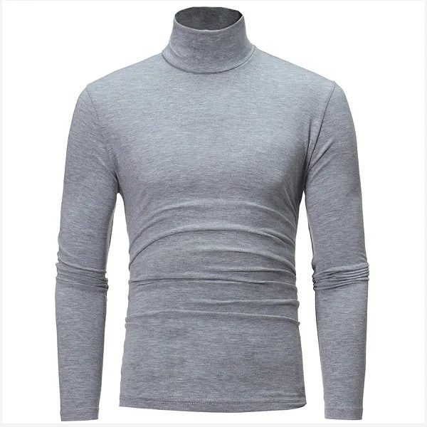 Light grey Новинка, осенне-зимний мужской свитер, Мужская водолазка, Одноцветный Повседневный свитер, Мужской приталенный брендовый вязаный пуловер - Цвет: Light grey