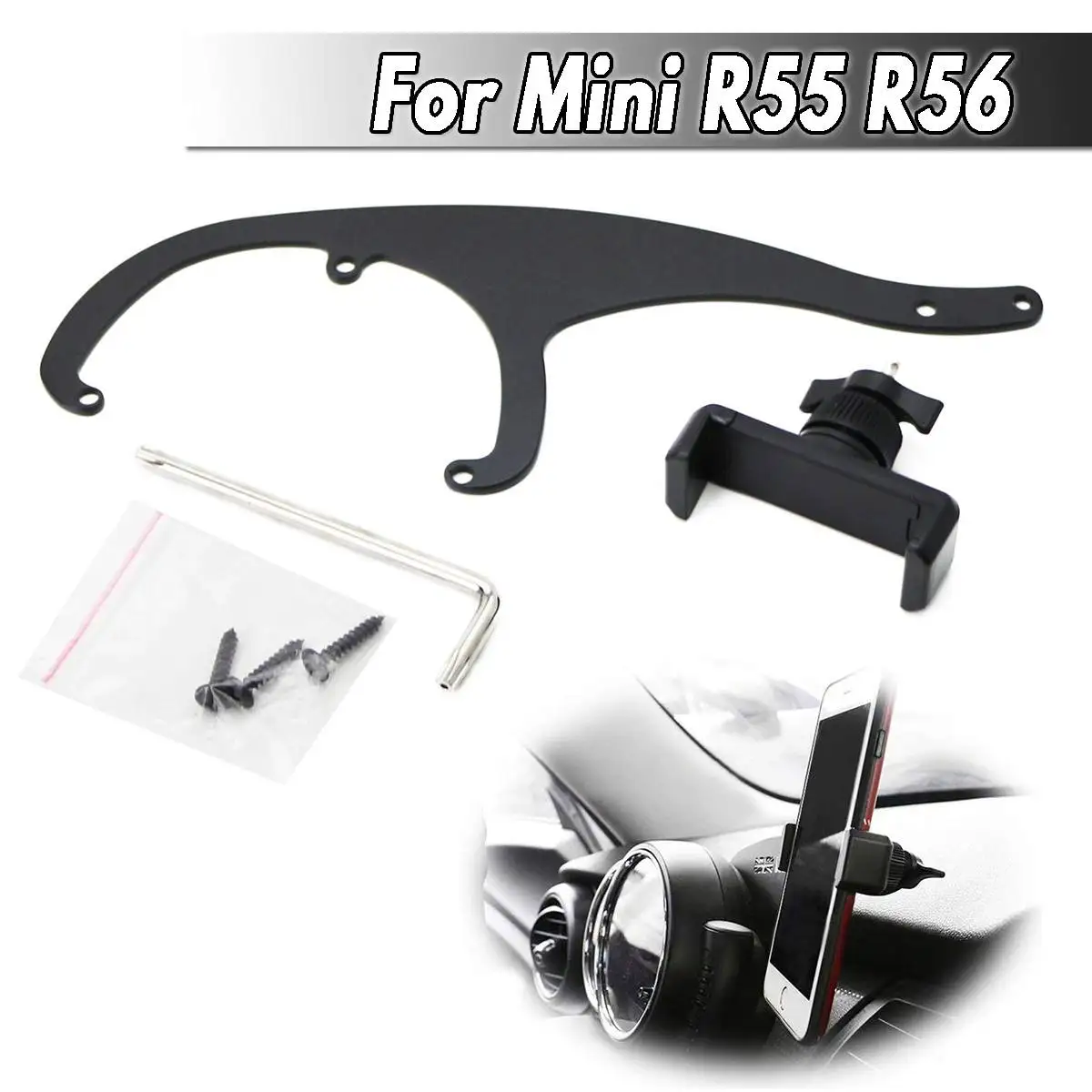 For R55 R56 360 градусов вращающийся Кронштейн Автомобильный держатель для мобильного телефона рулевое колесо заднее крепление для Mini Cooper R60 R61 R55 R56 F54 F55 F56 F60 - Цвет: For R55 R56