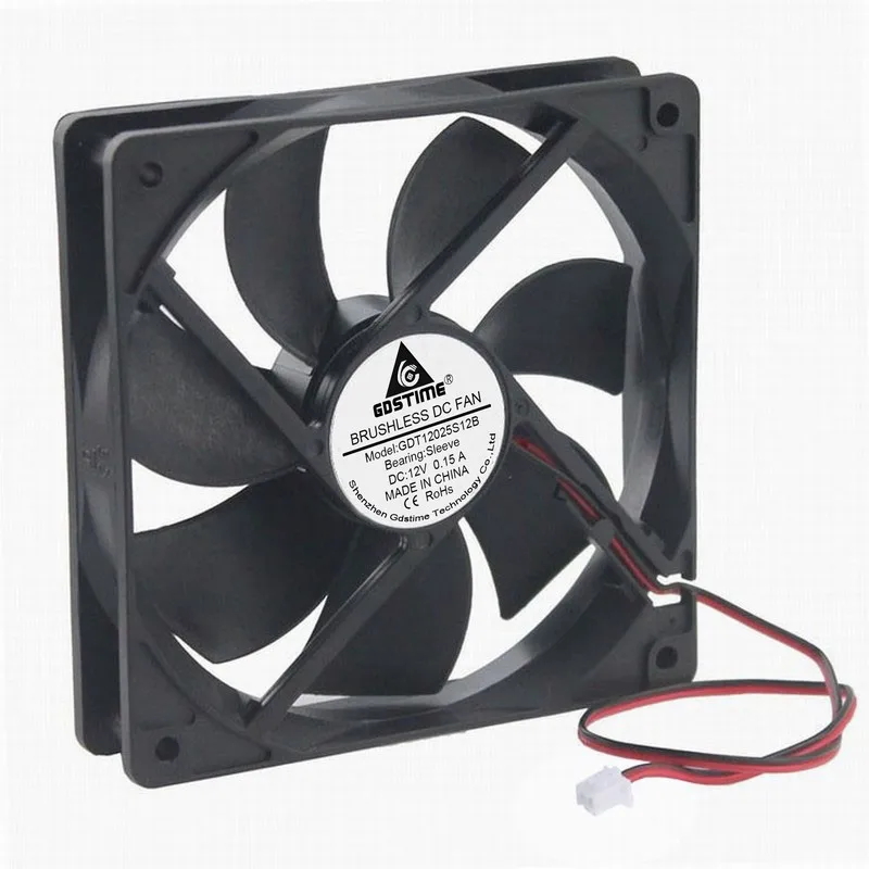 Gdstime 1 шт DC 12V 120mm x 25mm 2-Wire 12025 чехол для компьютера ПК кулер 12 см вентилятор