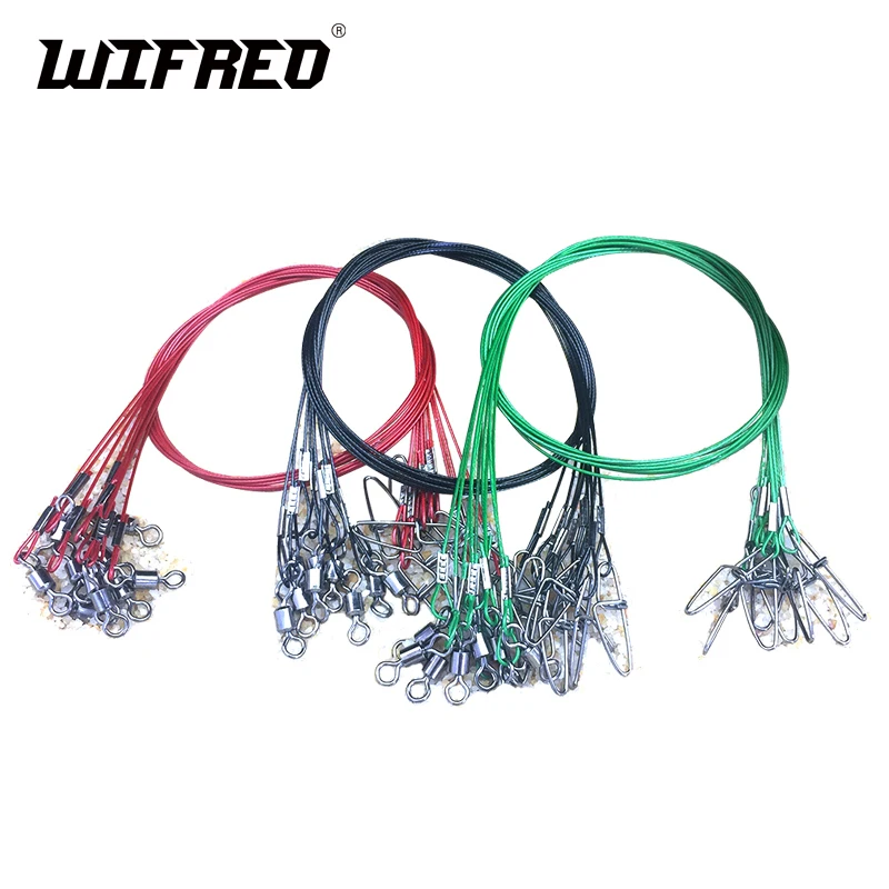 

Рыболовные приманки Wifreo, 10 шт., из нержавеющей стали, поворотная снасть, поворотная леска, 50 см, 150 фунтов, красный, зеленый, черный
