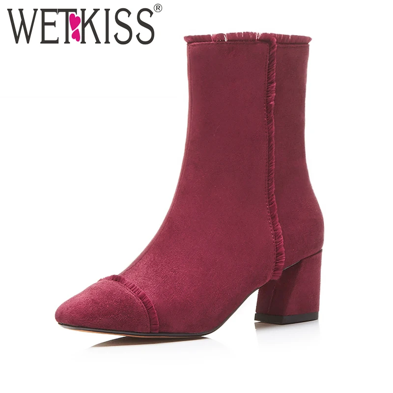 2018 брендовые Дизайнерские ботильоны с квадратным носком зимние ботинки из