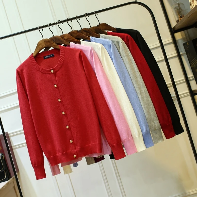 Женский вязаный кардиган на пуговицах с подсолнухом повседневный свитер круглым