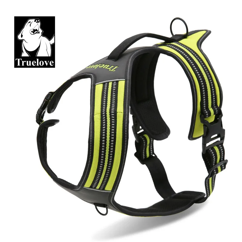 Yellow Truelove Reflective Small Dog Harness Large Nylon Soft Padded K9 Dog Harness Basic Halter Vest Harnesses Black Pets Acessorios - Цвет: Yellow