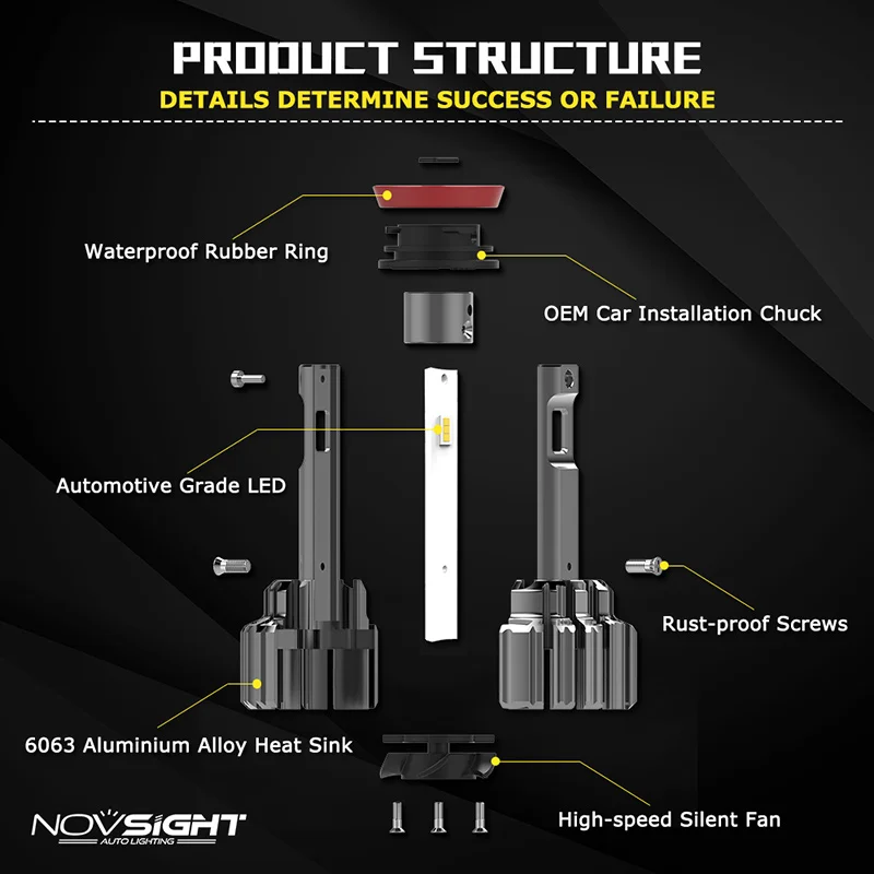 NOVSIGHT H7 светодиодный Автомобильная передняя фара H11 9005 HB3 9006 HB4 светильник лампы для авто 7200LM 90 Вт 6000 К Белый Свет 12V 24V налобный фонарь 2 шт
