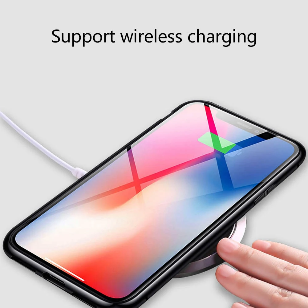 Магнитный адсорбционный чехол KISSCASE из закаленного стекла для iPhone XS X 8 Plus