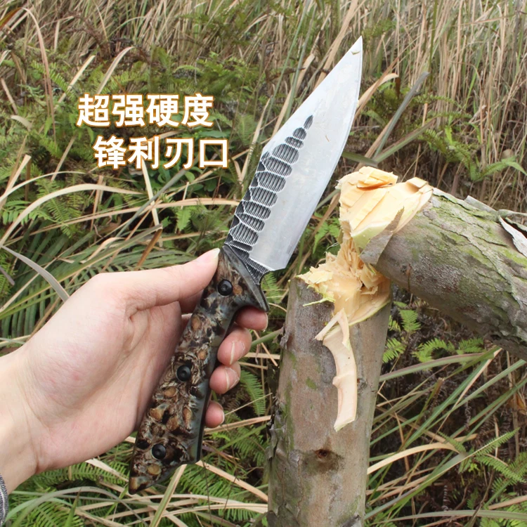 Нож кованый ручной работы высокопрочный охотничий клинок из стали 8CR15MOV 60 HRC для