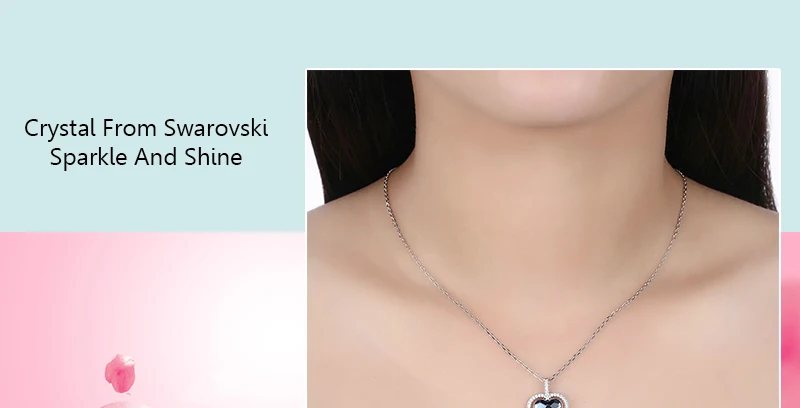 Цепочка с двойным сердцем кристалл от Swarovski с 925 пробы Серебряная цепочка для женщин ювелирные украшения юбилей свадебные подарки
