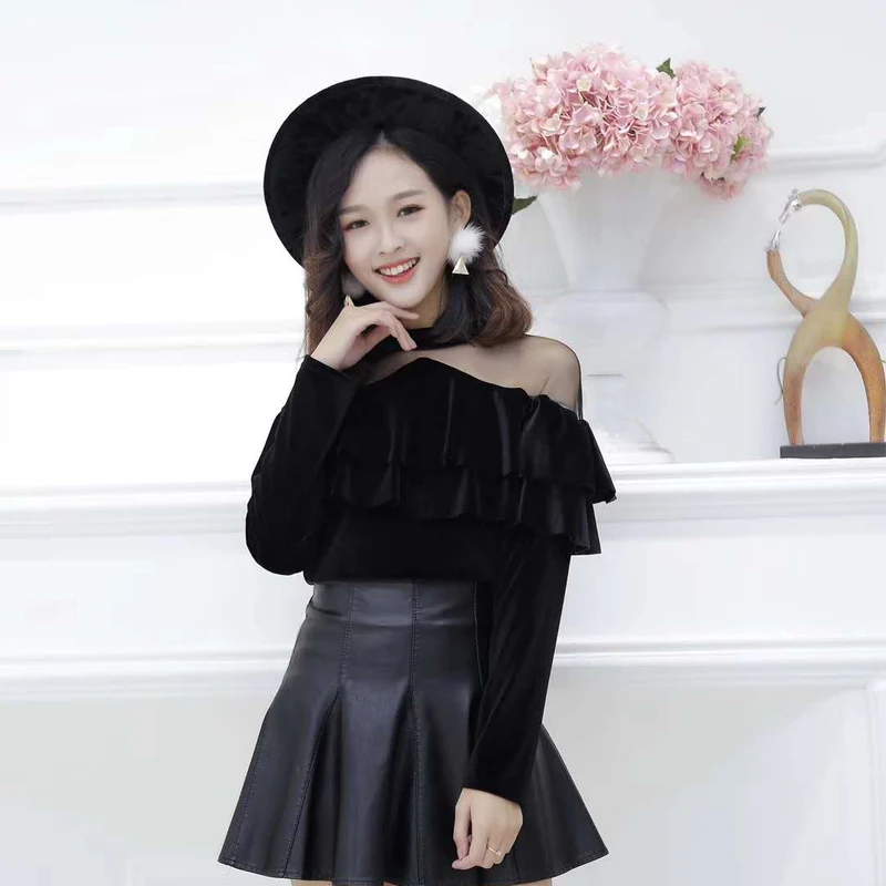 2020 модная осенне зимняя Базовая футболка плюше женские Топы с длинным рукавом и