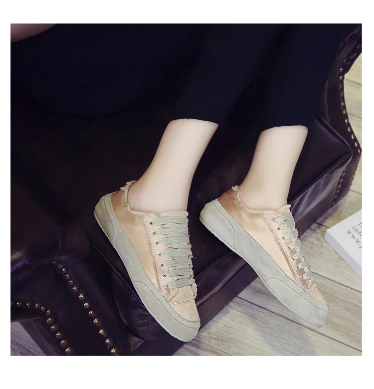 Женская обувь; сезон осень; однотонная универсальная обувь на шнуровке; Zapatos De Mujer; Новое поступление года; Высококачественная парусиновая обувь; Размеры 35-40; NVX34