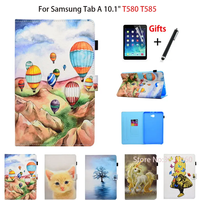 Флип чехол для планшета Samsung Galaxy Tab A A6 10 1 дюйма 2016 флип T585 T585N умный мультяшный из