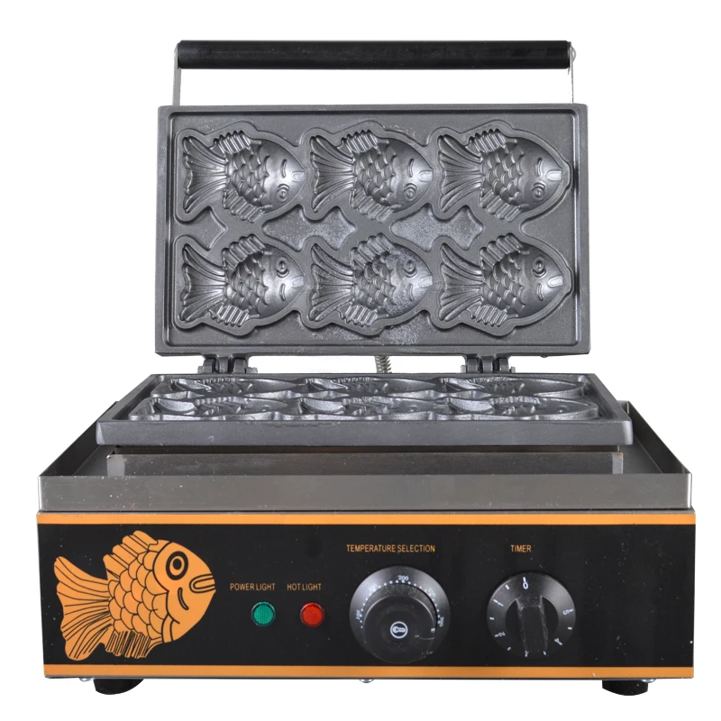 

110V 220V Non-stick Commercial Electric Fish Waffle Machine Fish Waffle Iron Baker Waffle Maker 6pcs Fish Bread Waffle Baker