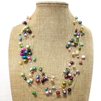 18 24 inches multicolor illusion 4 8mm nugget freshwater pearl multi layered necklace