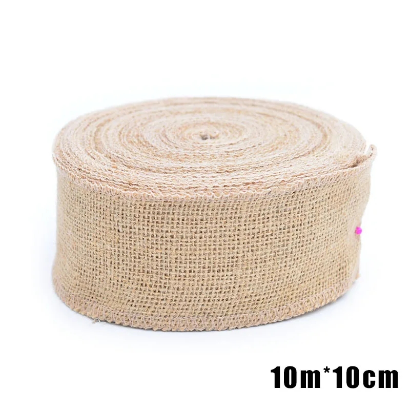10mx10cm Лента из мешковины в рулоне для бантов из мешковины, венки для свадебной вечеринки, деревенский декор, рукоделие, Rollo de cinta de arpillera de yute H99F - Цвет: 10mx10cm