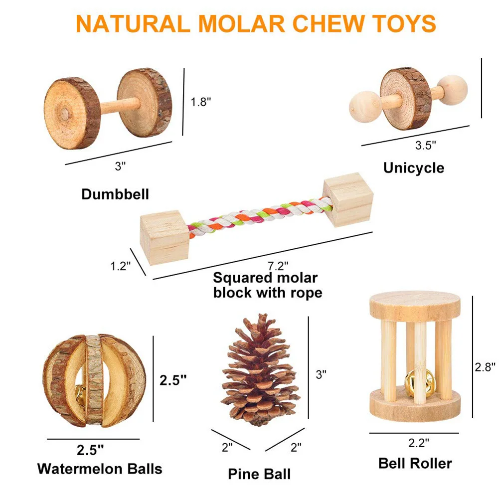 10Pcs Wooden Bell Swing Rabbit Hamster Cat Dog Teether Chew Play Toy Pet Supply New Arrival | Дом и сад