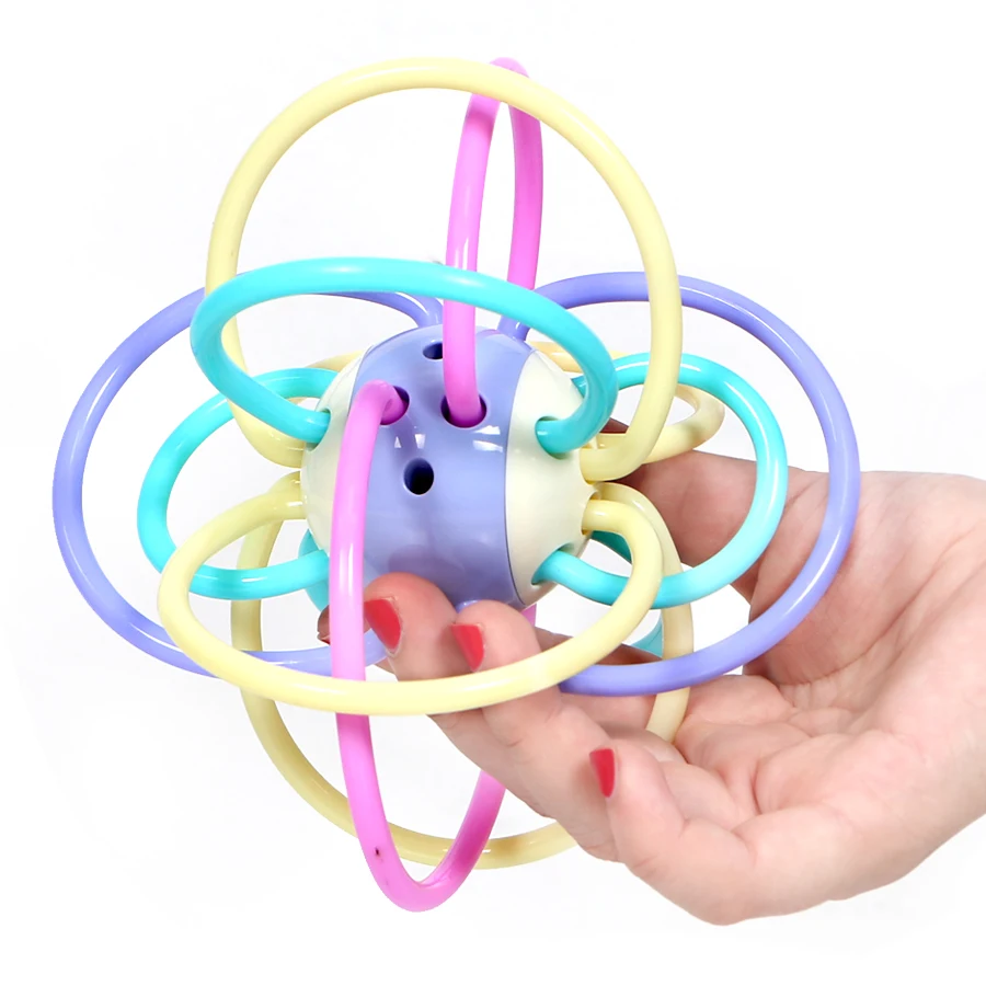 

Baby's teether round rubber ball funny companion rattle toy,safe soft biting ball for newborn 0+ soothing teeth pain toys