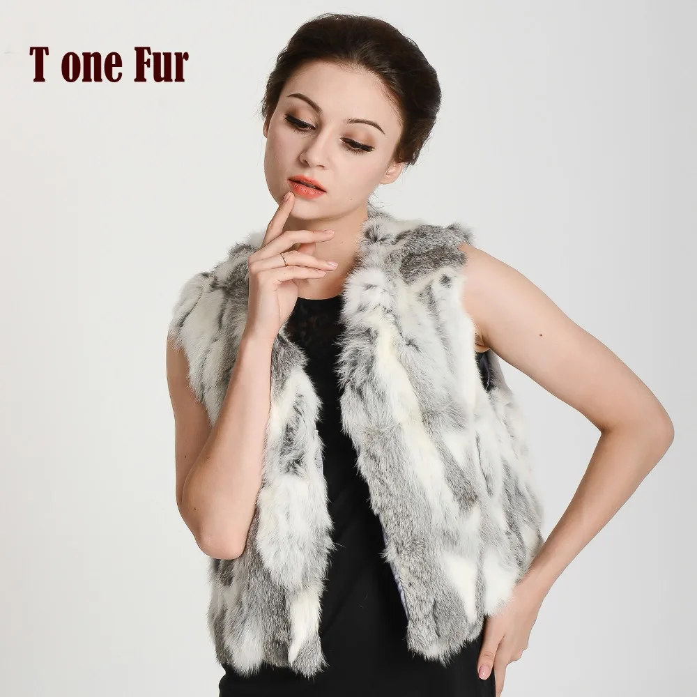 Новый Бесплатная доставка настоящий натуральный кролик женский меховой жилет