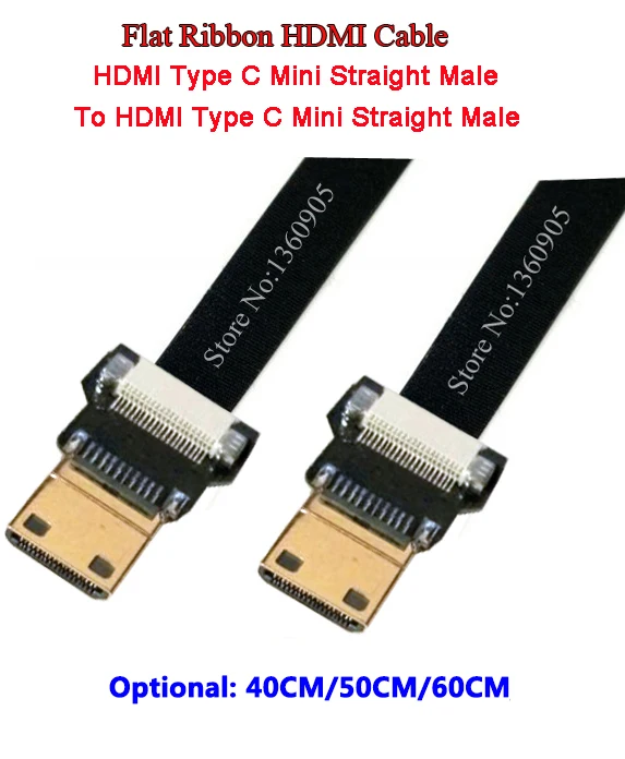 

Ультратонкий Мягкий ленточный кабель HDMI, 40 см/50 см/60 см, плоский кабель FPV Type C Mini Male to Type C Mini Male HDMI Cable