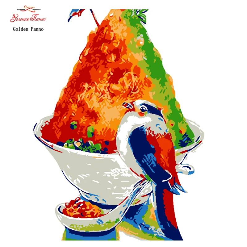 

Золотые панно, рукоделие, вышивка, Сделай Сам Картина животных, наборы, 14ct красочные птицы, наборы для вышивки, Christmas1014