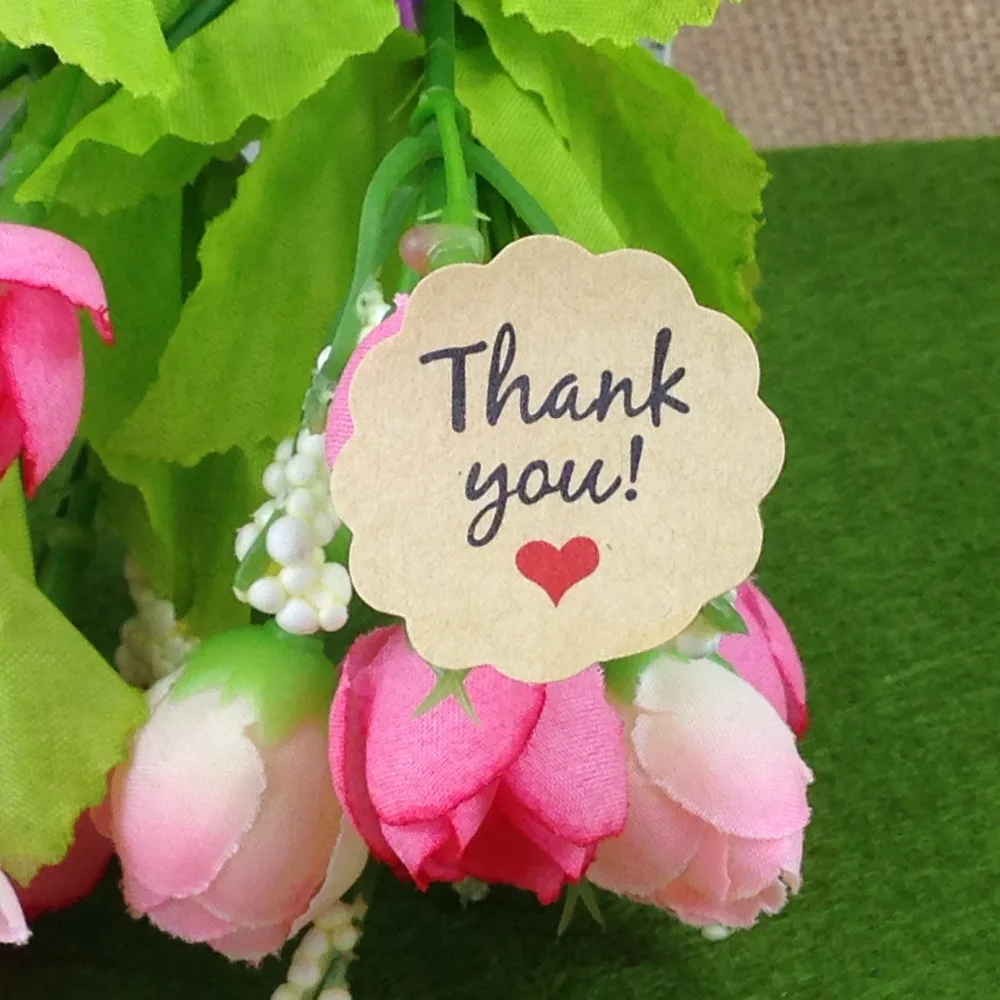 Самоклеящиеся Стикеры из крафт-бумаги с надписью Thank You love диаметр 3 см | Дом и сад