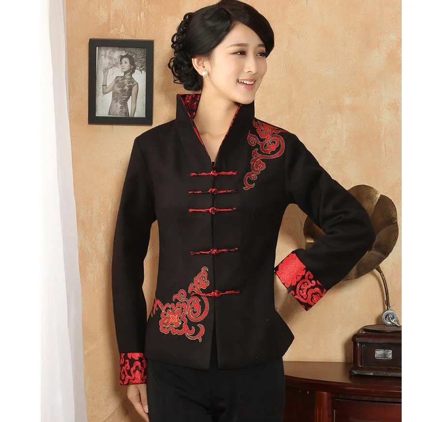 Black2015 Новинка Осень Зима китайская традиция Женская куртка пальто M L XL XXL 3XL 4XL