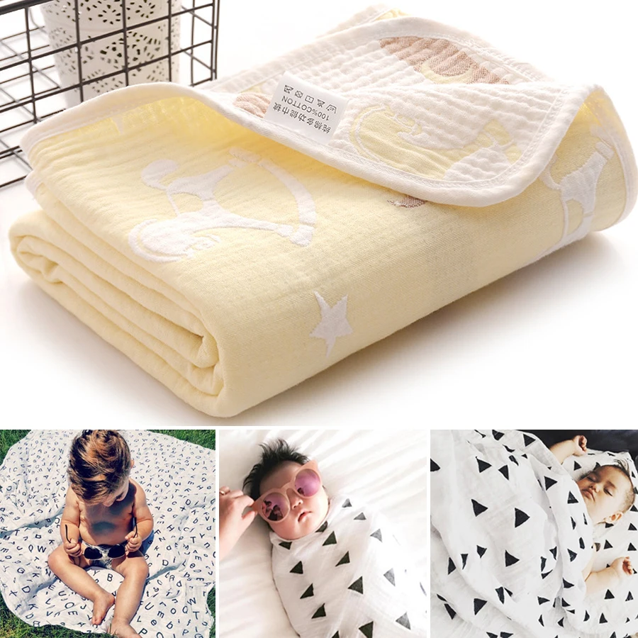 Детское одеяло пеленка для новорожденных из хлопка и муслина детское младенцев