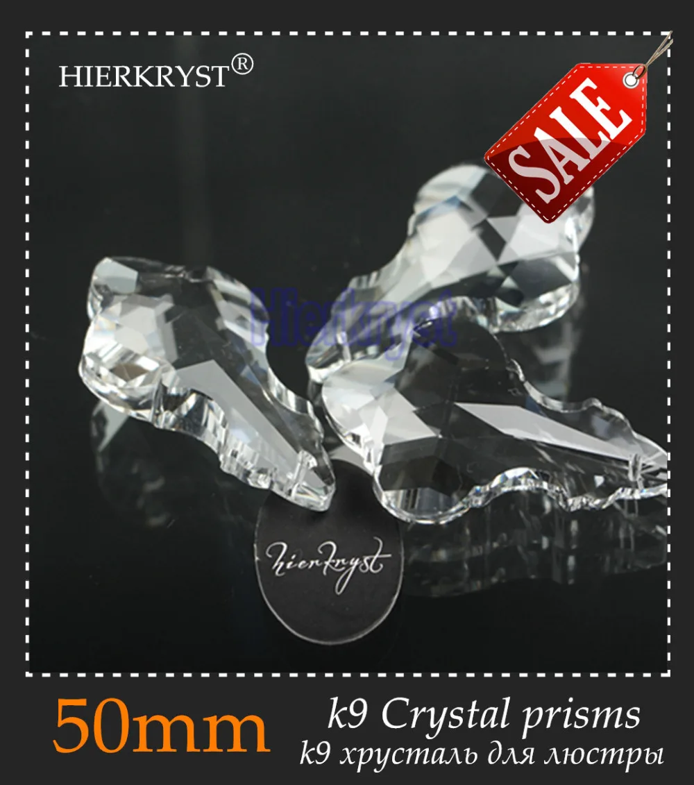 

HIERKYST 50 pcs K9 Glass Crystal Prisms Pendants Chandeliers Parts Lustres Rainbow Lamp Lighting Hang Drops 50mm 2" #1913-2