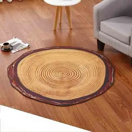 Круглый ковер Kingart 80/100/120/160 из древесины под старину круглый с кольцами для