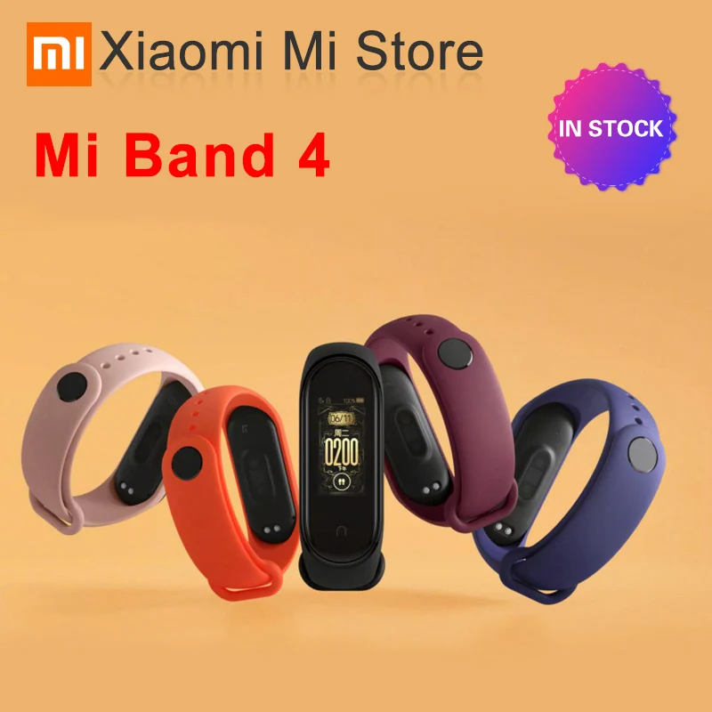 Влагостойкий смарт браслет Xiaomi Mi Band 4 спортивный трекер Bluetooth 3 цвета дисплей