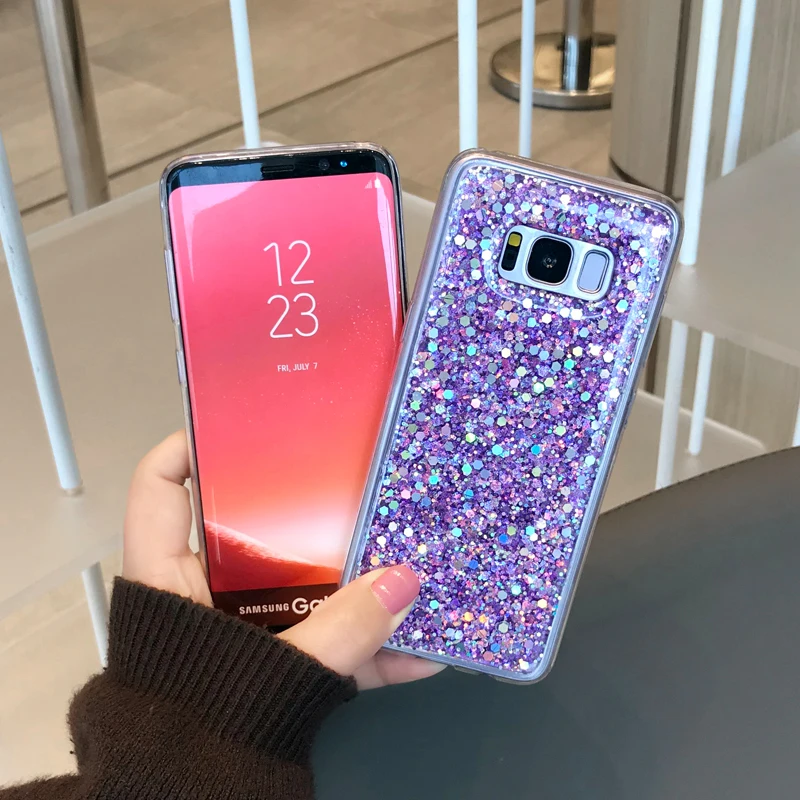 Для samsung Galaxy S10E S10 S9 S8 плюс S7 края блеск Хрустальные Блестки мягкий чехол для A3 A5 A7