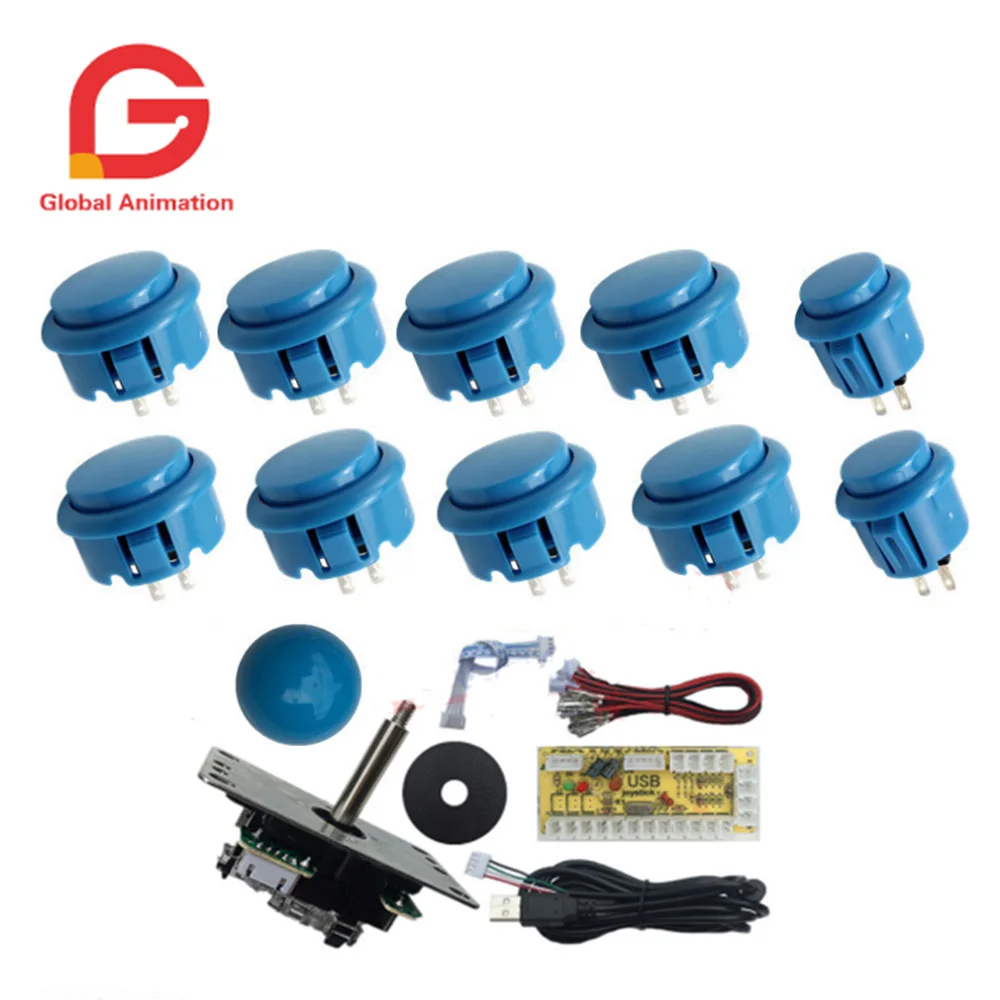 Тёмно-синий Аркадный джойстик DIY Kit Нулевая задержка Игровой Набор для творчества, usb-датчик для ПК Джойстик Sanwa для аркадных игр+ sunway кнопка для Аркады MAME - Цвет: Тёмно-синий