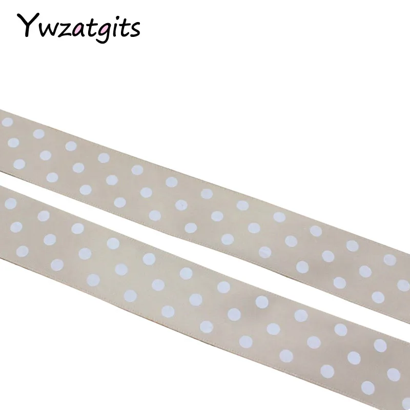 Ywzatgits 1 ''25 мм с узором в горошек, атласная лента, сделай сам, для шитья и украшения волос, бант, 5 ярдов/партия, YT0205