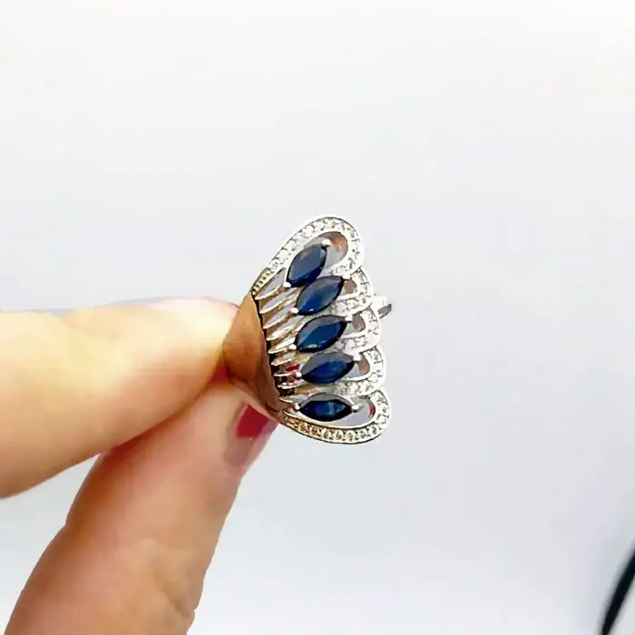 ZHHIRY натуральный сапфир драгоценный камень ювелирный набор Твердое Серебро 925