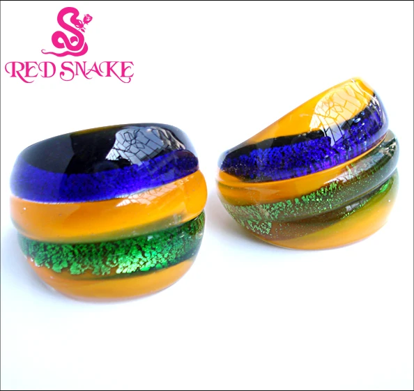 Красная змея модное кольцо ручной работы оранжевый синий зеленый цвет с фольгой