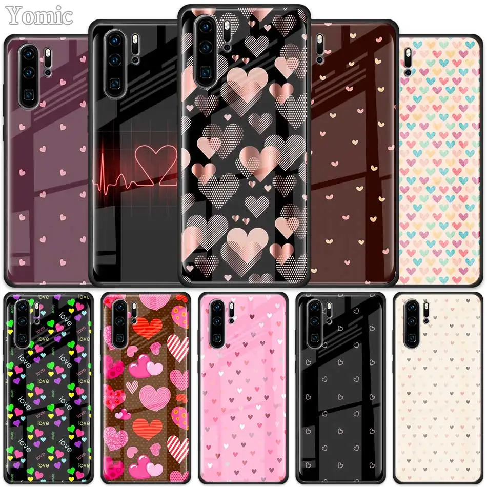 

Animal Cute Love Heart Tempered Glass Case for Huawei P30 P Smart Z P40 Lite Honor 8X 20 Y7 9X Pro Y9 Y6 Y9a Phone Cover Shell