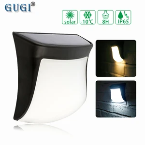 2 шт. GUGI Солнечная Светодиодная лампа Водонепроницаемая Солнечная лампа Smile Face Light сенсор для траектории наружная Светодиодная лампа для забора настенный Садовый Солнечный свет