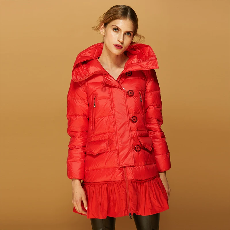 С капюшоном Зимнее Пальто Женщин 2016 Тип Плащ Мода Вниз Куртки Midi Парка Женщина