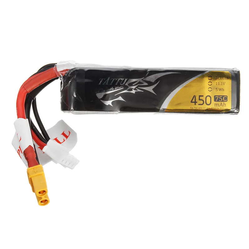 Высокое качество Tattu 11 1 V 450mAh 75C 3S1P аккумуляторная Lipo батарея XT30 вилка|lipo battery|battery