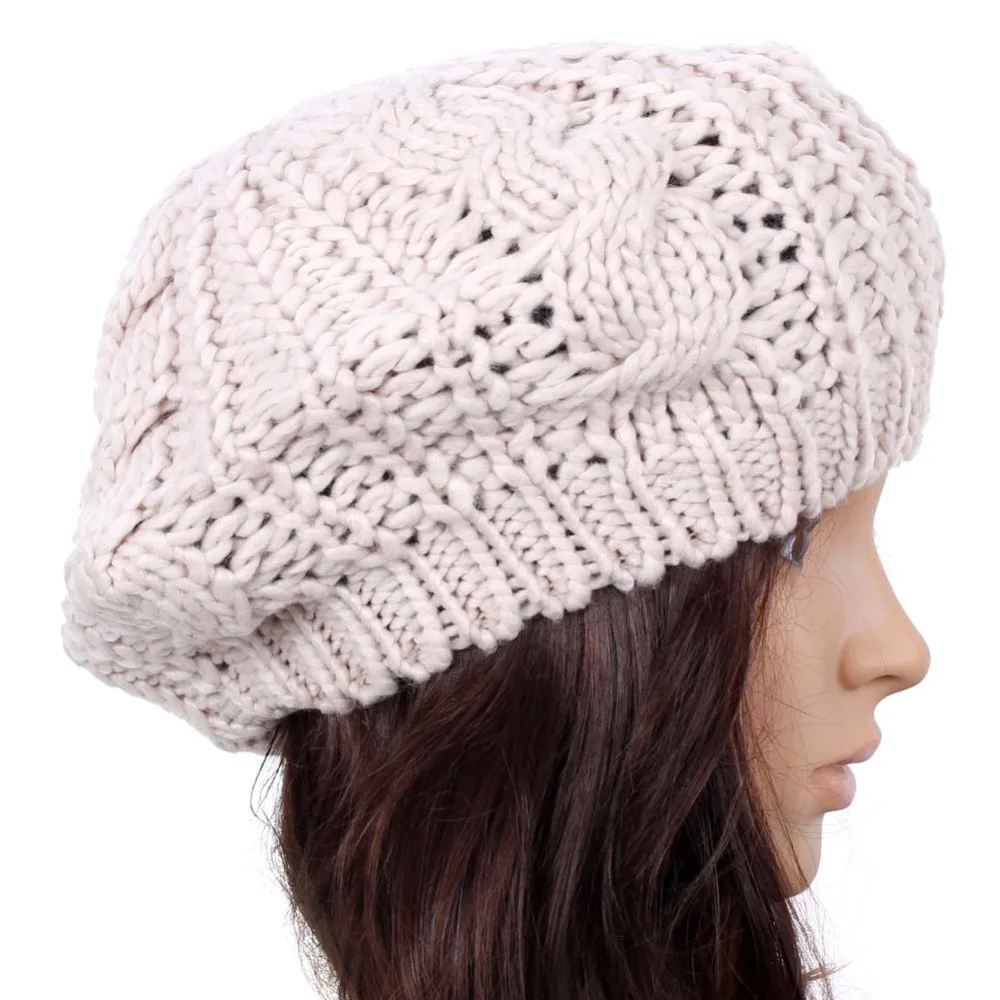 Женский бежевый беретик плетеная мешковатая вязаная крючком шапка|cap fashion|cap fcap cap