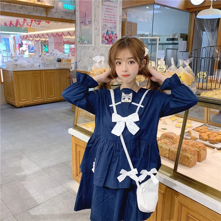 Милое и прекрасное платье Kasuga для девочек в стиле Харадзюку студенческое с
