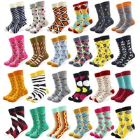 29 patterns mens funny combed cotton happy socks colorful multi pattern long tube skateboard casual socks for men