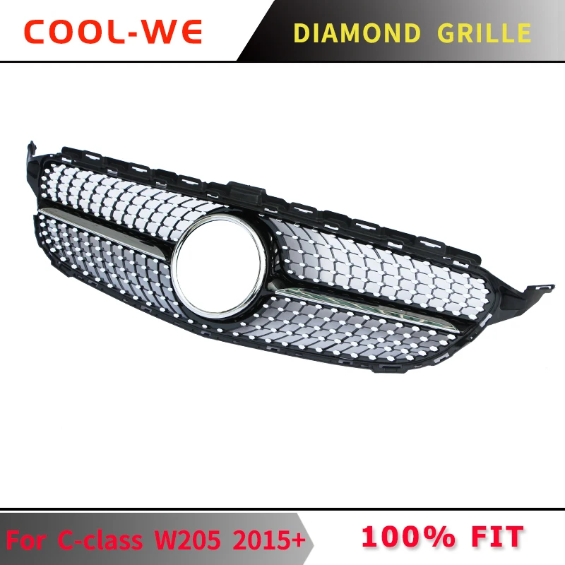 Suitable for Mercedes Benz Diamond Racing Grill w205 C Class C180 C200 C250 C300 2015+ | Автомобили и мотоциклы