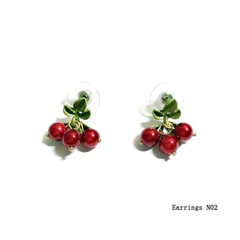 Stud earrings N02 CSxjd Новая Винтажная брошь ювелирные изделия имитация жемчуга Клюква брошь, шарфы, пряжки аксессуары - Окраска металла: Stud earrings N02