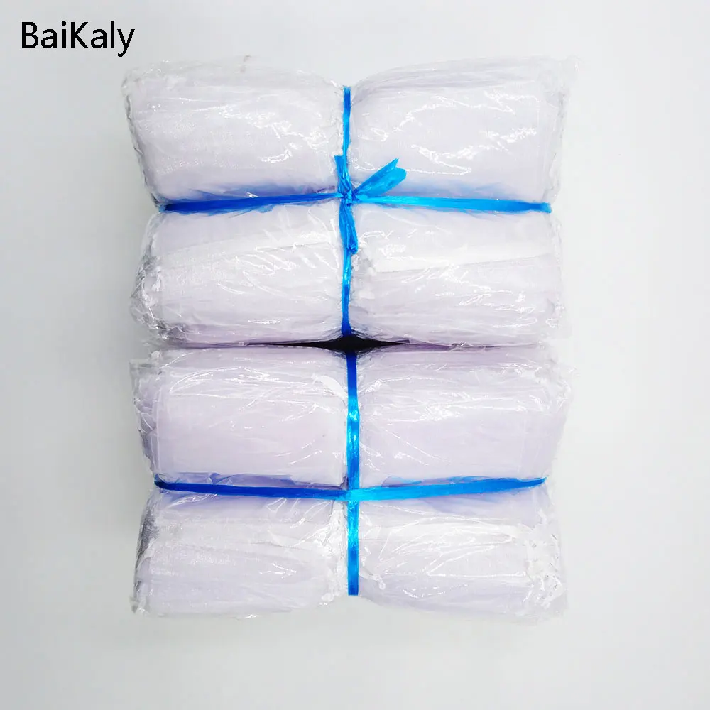 11 размеров 1000 шт. 7x9 9x12 10x15 см белые мешки из органзы подарочная упаковка для