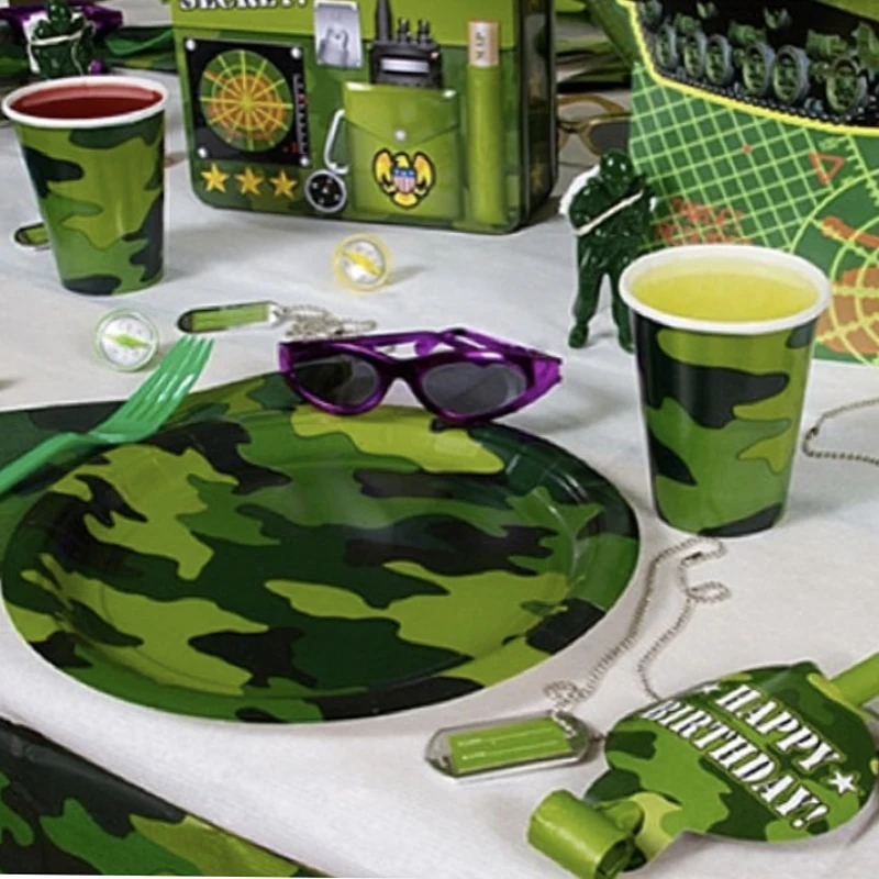 Omilut камуфляж вечерние Декор тема одноразовая скатерть/тарелки/стакана/салфетки