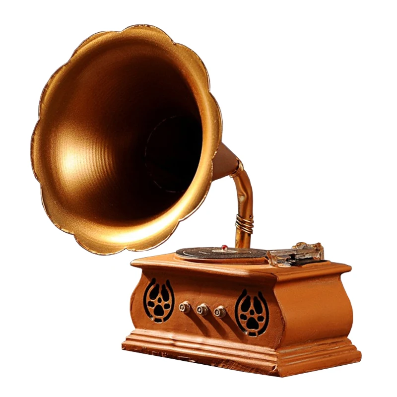 Ретро граммофон модель 3D ремесла старая мебель украшение стола фигурка и