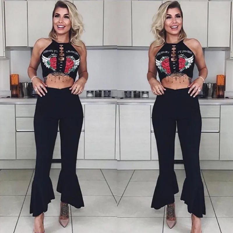 Новые модные женские брюки Капри с высокой талией и оборками повседневные летние