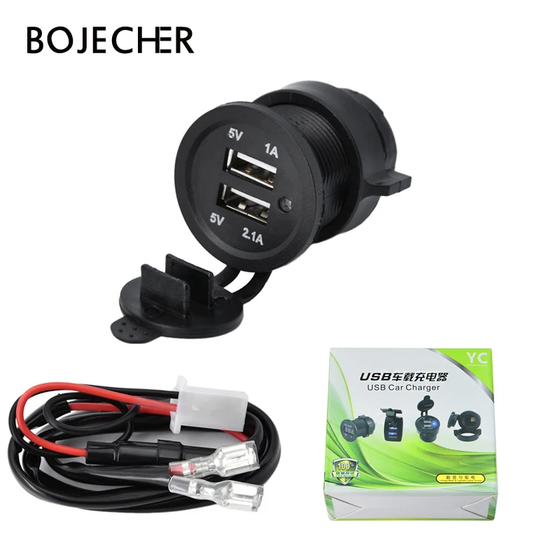 

Car Accessories Dual USB Waterproof Car Charger 2 Port Power Outlet 12-24V Boat Mobile Phones Voltage Meter For Car Motorcycle