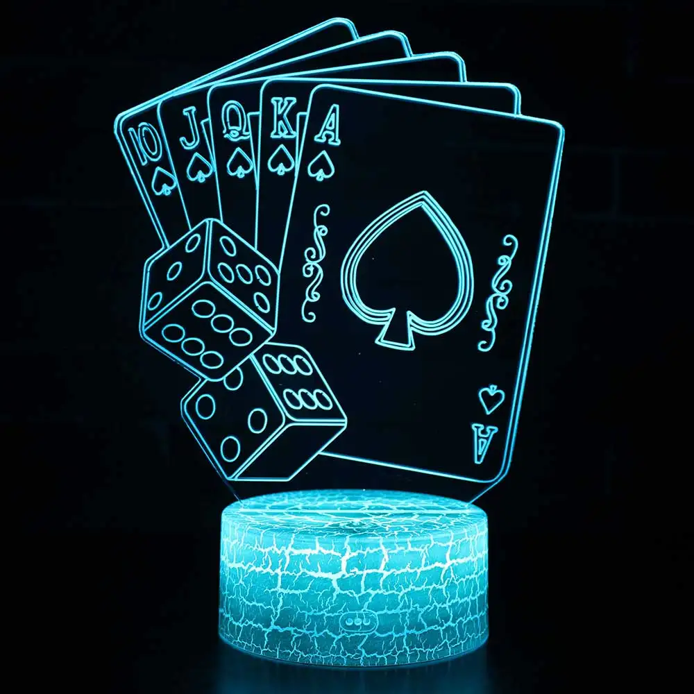 Покер светодиодный LED лампы для ночного света Оптическая иллюзия 7 цветов Touch