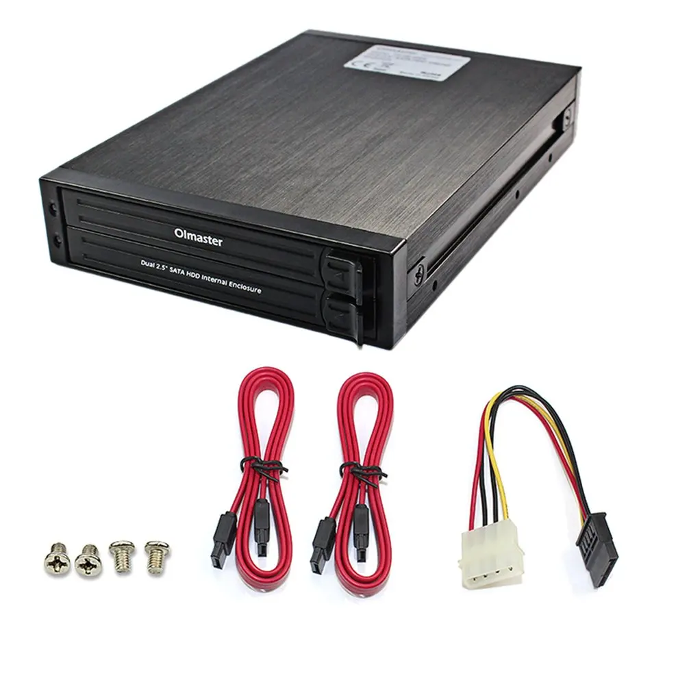 OImaster двойной 2,5 дюймовый SATA HDD внутренний корпус чехол для жесткого диска внутренний мобильный стеллаж 2 светодиодный индикатор сильный отвод тепла